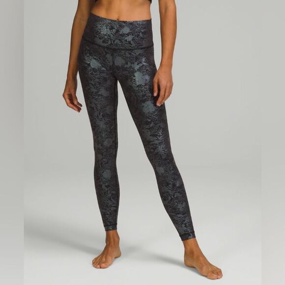Lululemon Wunder Under HR‎ Tight 28” Size 8 Shine Floral - Picture 1 of 10